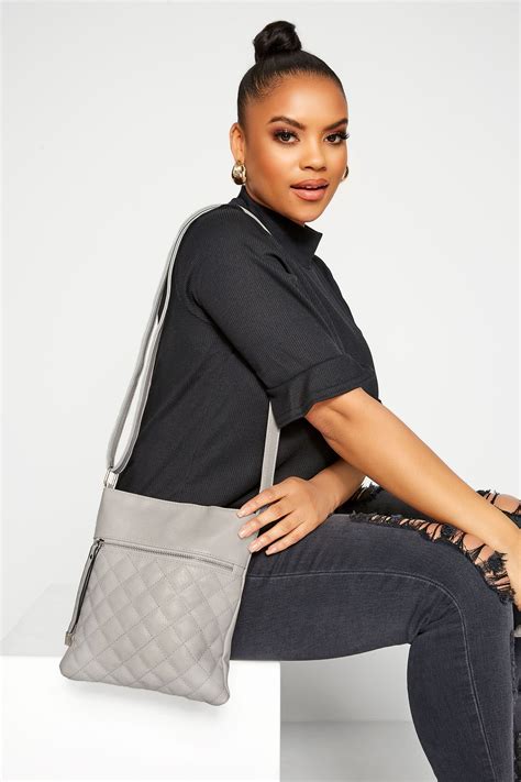 grey quilted cross body bag